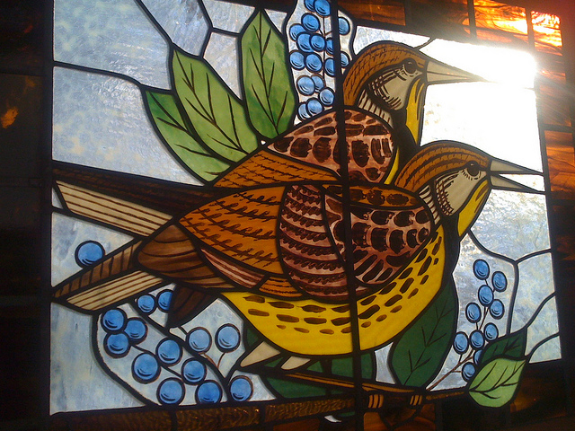 Stained glass birds
